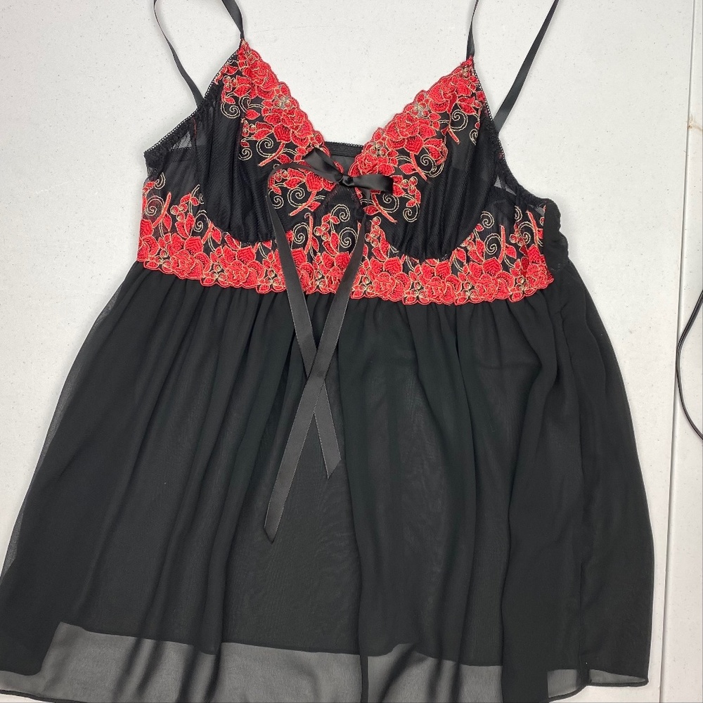 Linda Lingerie BLK/RED Nightgown, L. *P1028